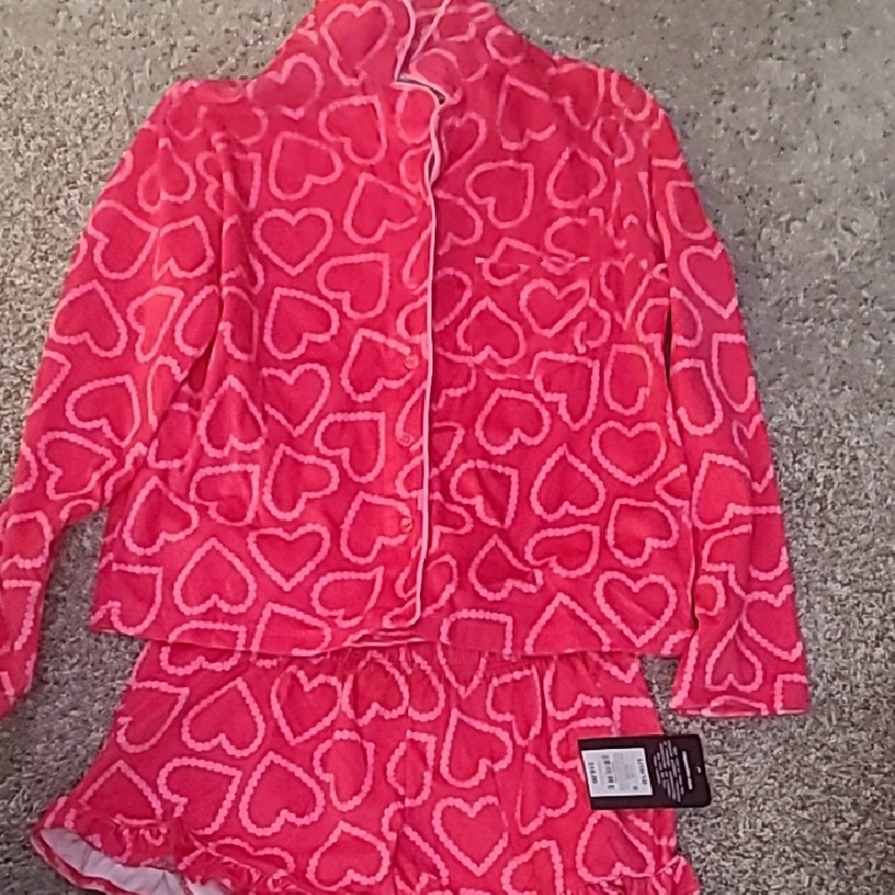 art class Pink Heart Pajama Set